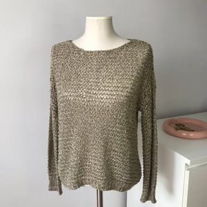 Knitted Khaki Coloured See-through Sweater